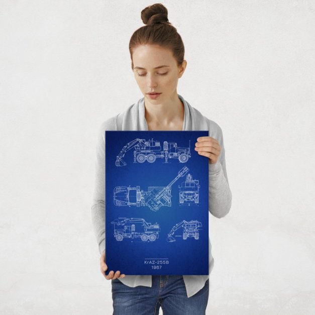 Plakat metalowy KrAZ-255B Projekt Blueprint M