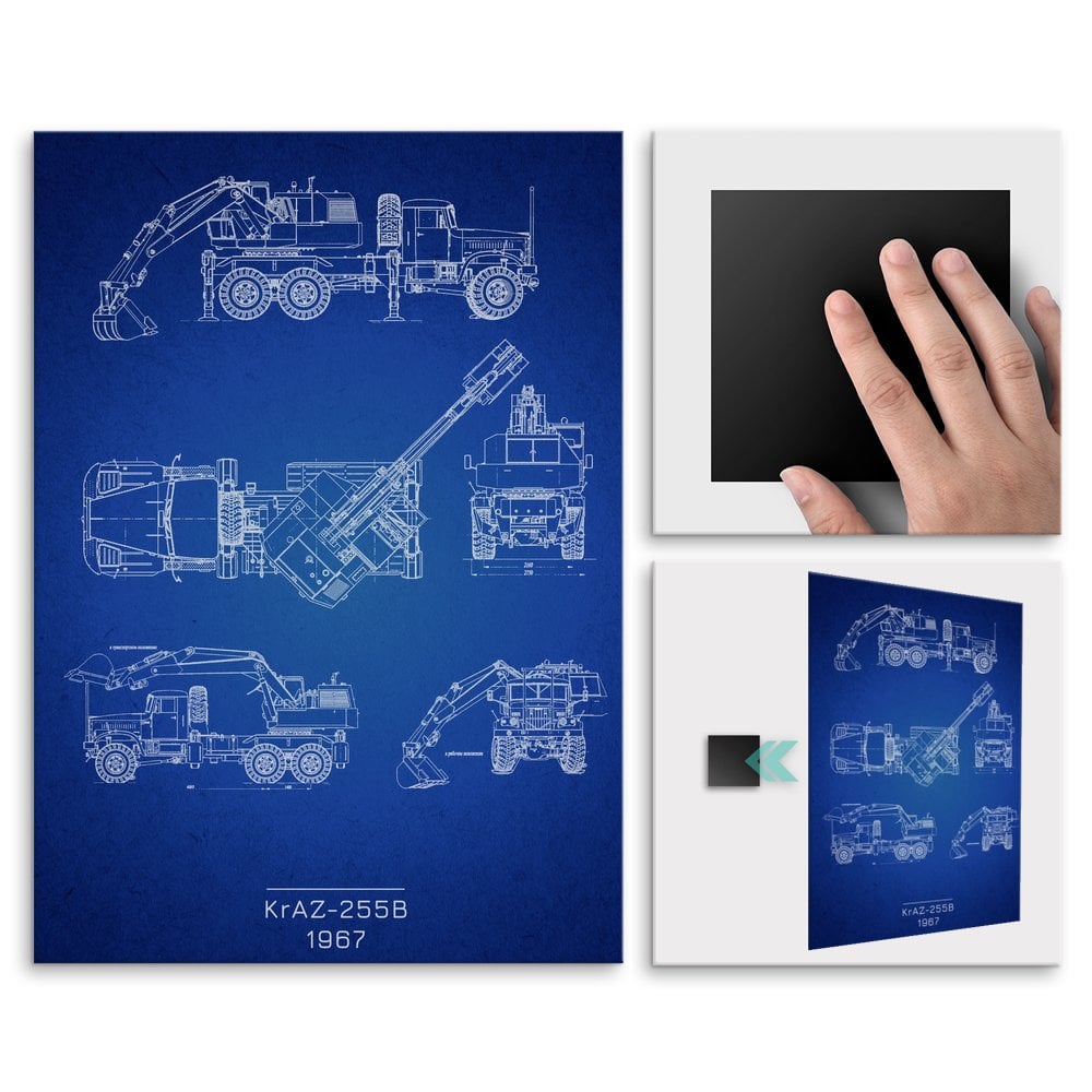 Plakat metalowy KrAZ-255B Projekt Blueprint L