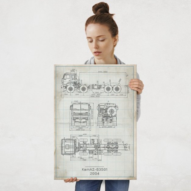 Plakat metalowy KamAZ-63501 Projekt Vintage L