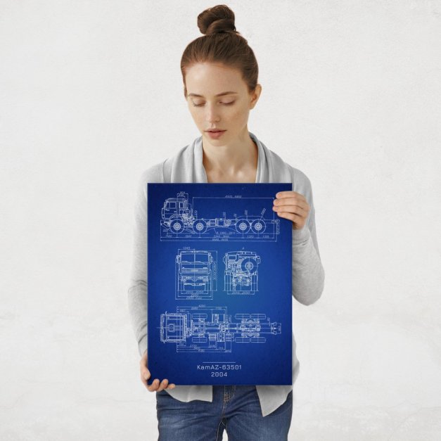 Plakat metalowy KamAZ-63501 Projekt Blueprint M