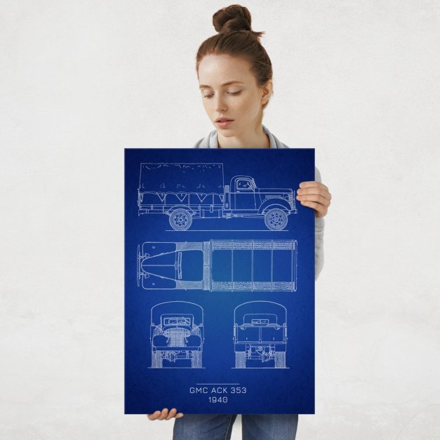 Plakat metalowy GMC ACK 353 Projekt Blueprint L