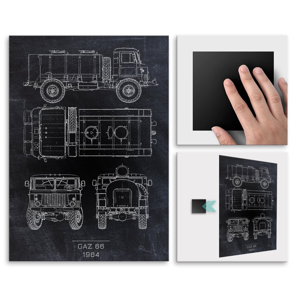 Plakat metalowy GAZ 66 Projekt Blackboard L