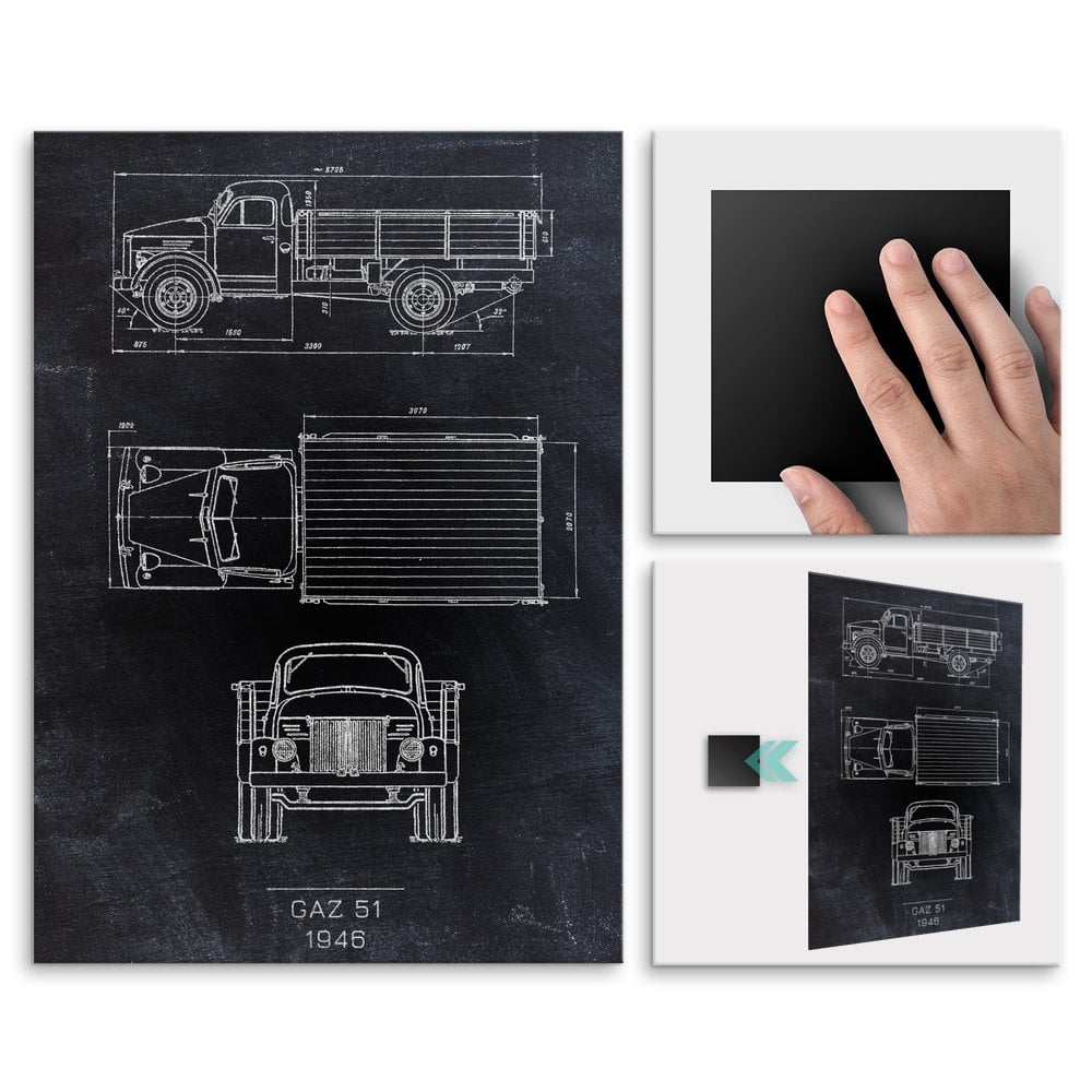 Plakat metalowy GAZ 51 Projekt Blackboard L