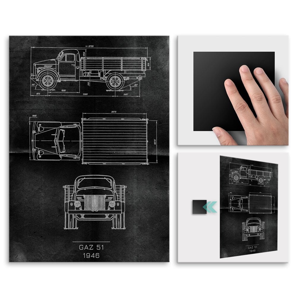 Plakat metalowy GAZ 51 Projekt Graphite M