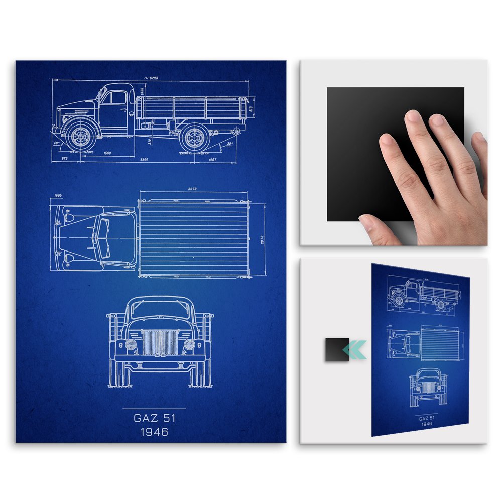 Plakat metalowy GAZ 51 Projekt Blueprint M