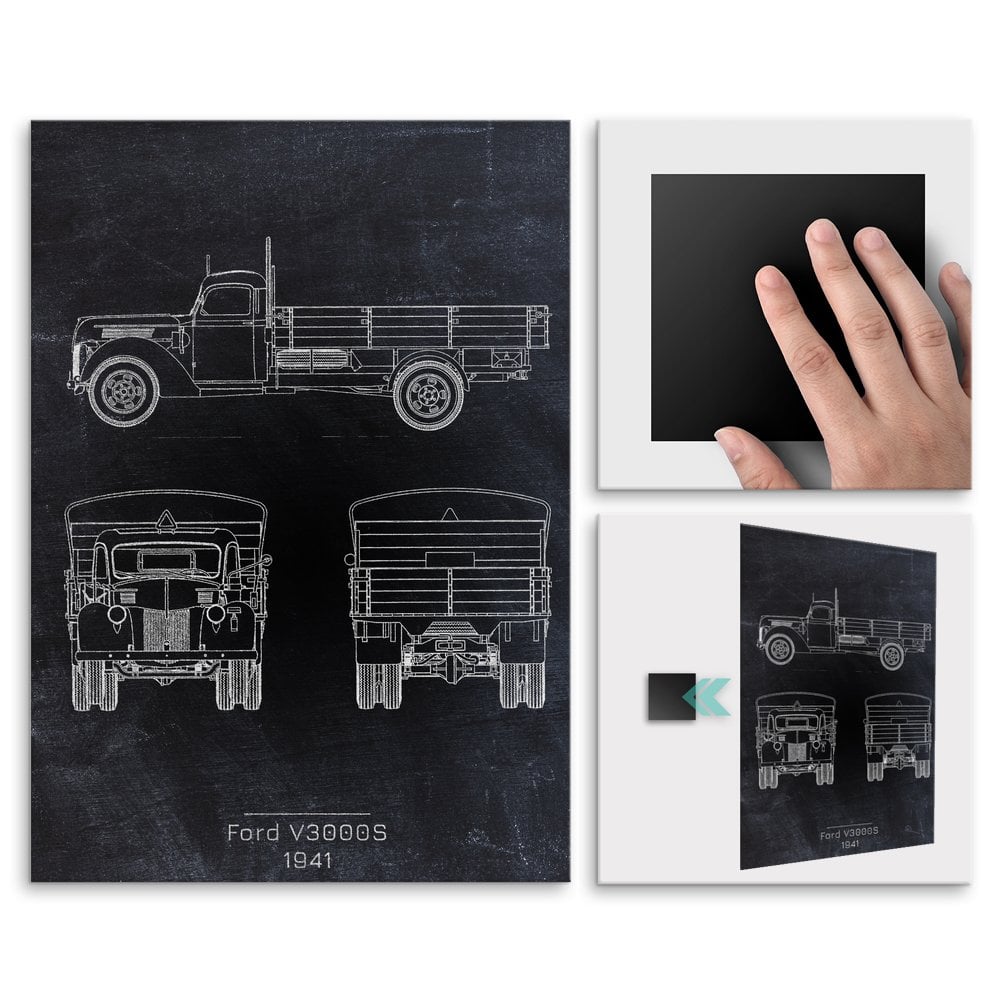 Plakat metalowy Ford V3000S Projekt Blackboard L