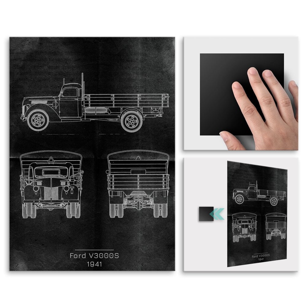 Plakat metalowy Ford V3000S Projekt Graphite L