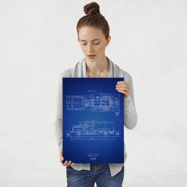 Plakat metalowy Ford F4 Projekt Blueprint M