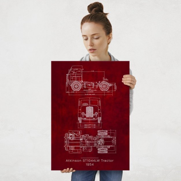 Plakat metalowy Atkinson ST1044LW Tractor Projekt Scarlet L