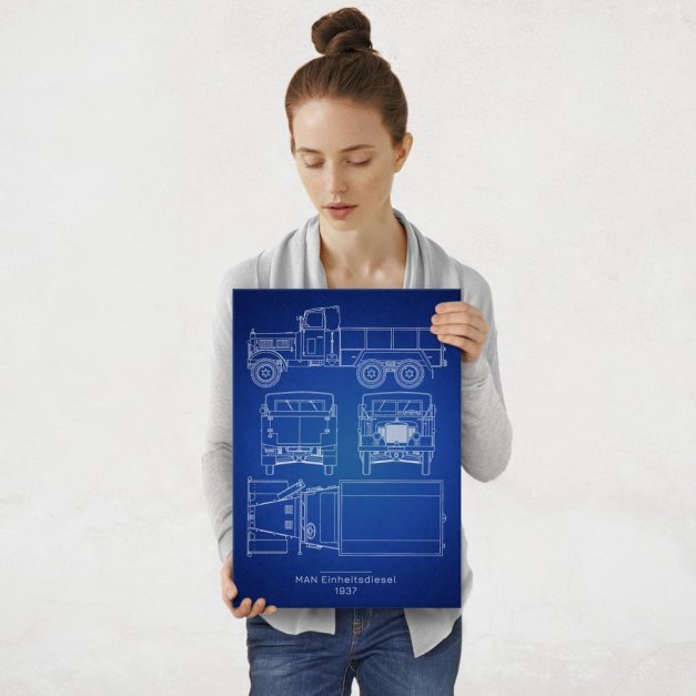 Plakat metalowy MAN Einheitsdiesel Projekt Blueprint M