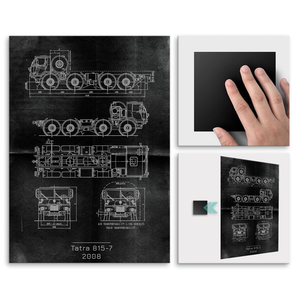 Plakat metalowy Tatra 815-7 Projekt Graphite L