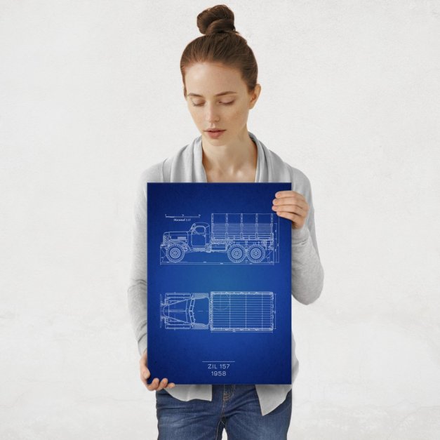 Plakat metalowy ZIL 157 Projekt Blueprint M