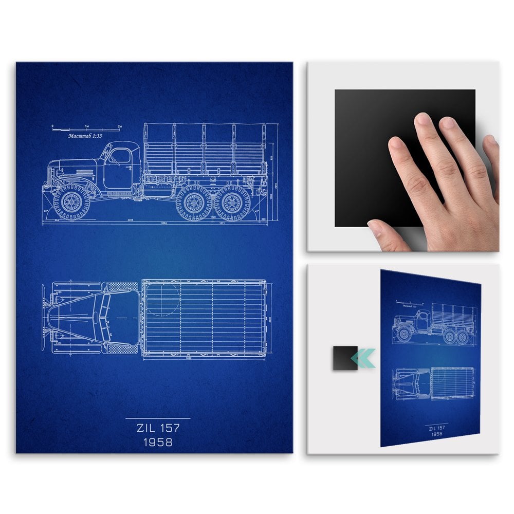Plakat metalowy ZIL 157 Projekt Blueprint M