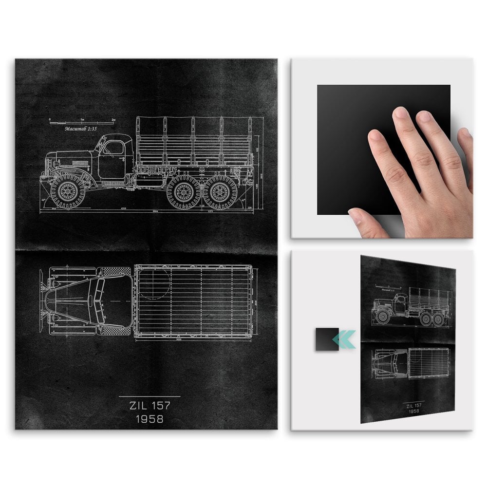 Plakat metalowy ZIL 157 Projekt Graphite L
