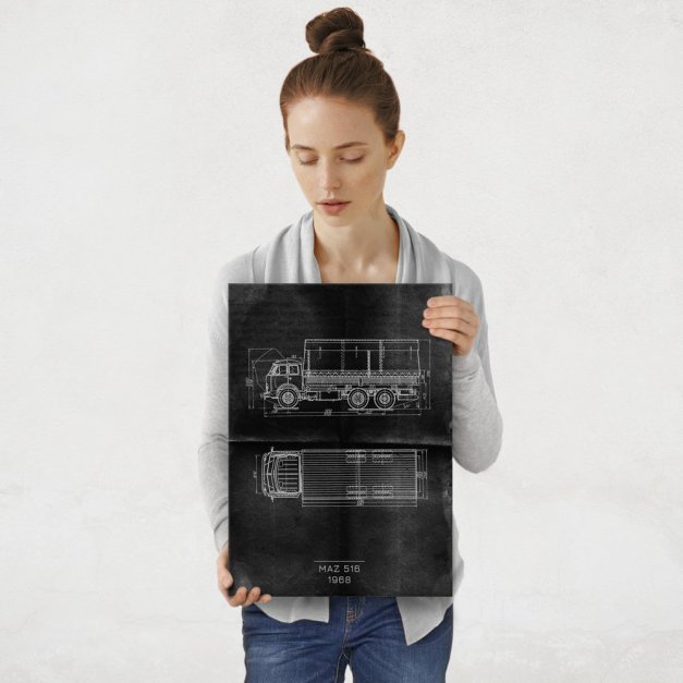 Plakat metalowy MAZ 516 Projekt Graphite M