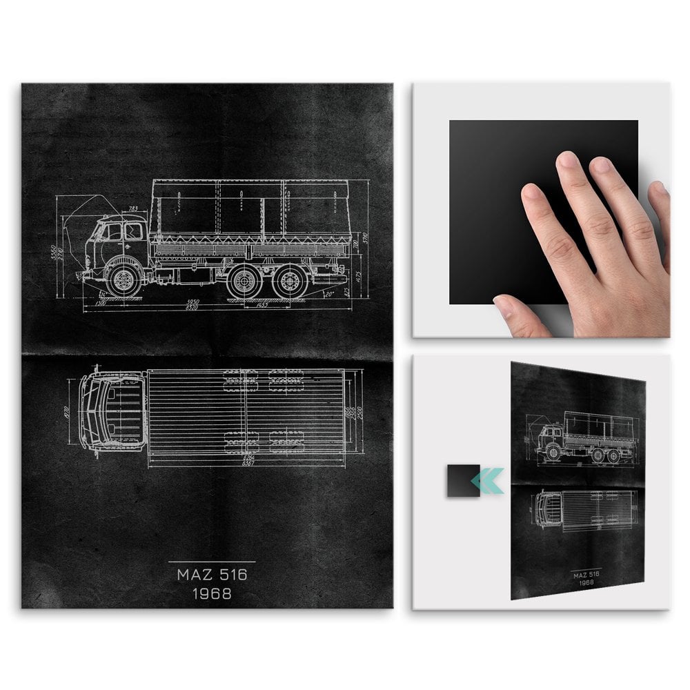 Plakat metalowy MAZ 516 Projekt Graphite L