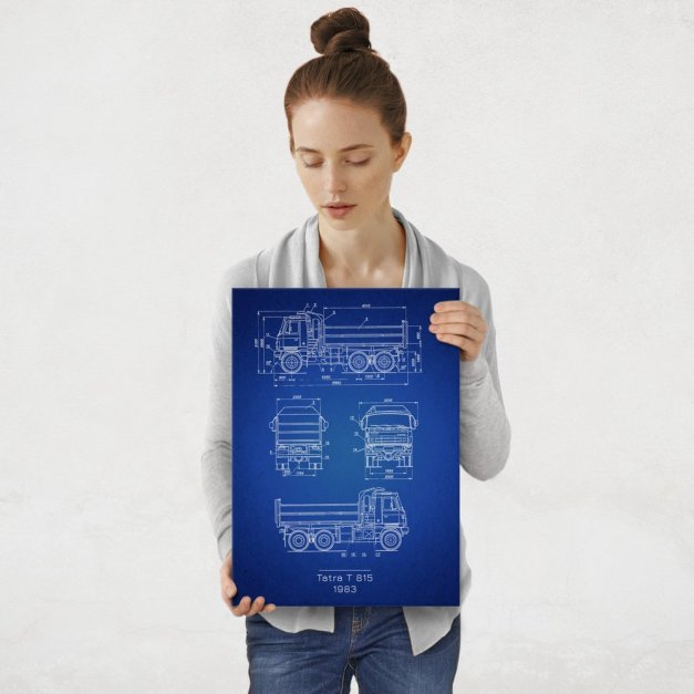 Plakat metalowy Tatra T 815 Projekt Blueprint M