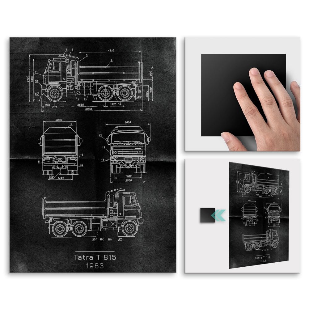 Plakat metalowy Tatra T 815 Projekt Graphite M