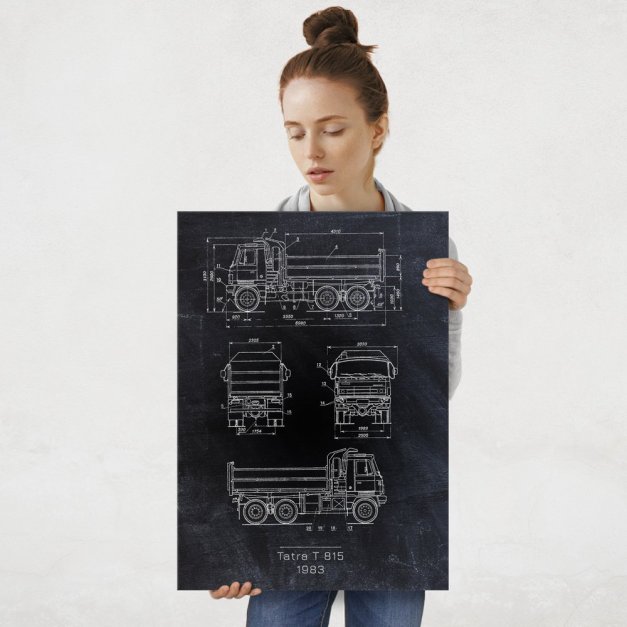 Plakat metalowy Tatra T 815 Projekt Blackboard L