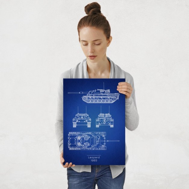 Plakat metalowy Leopard Projekt Blueprint M