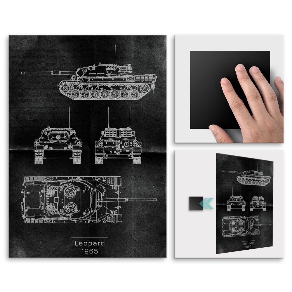 Plakat metalowy Leopard Projekt Graphite L
