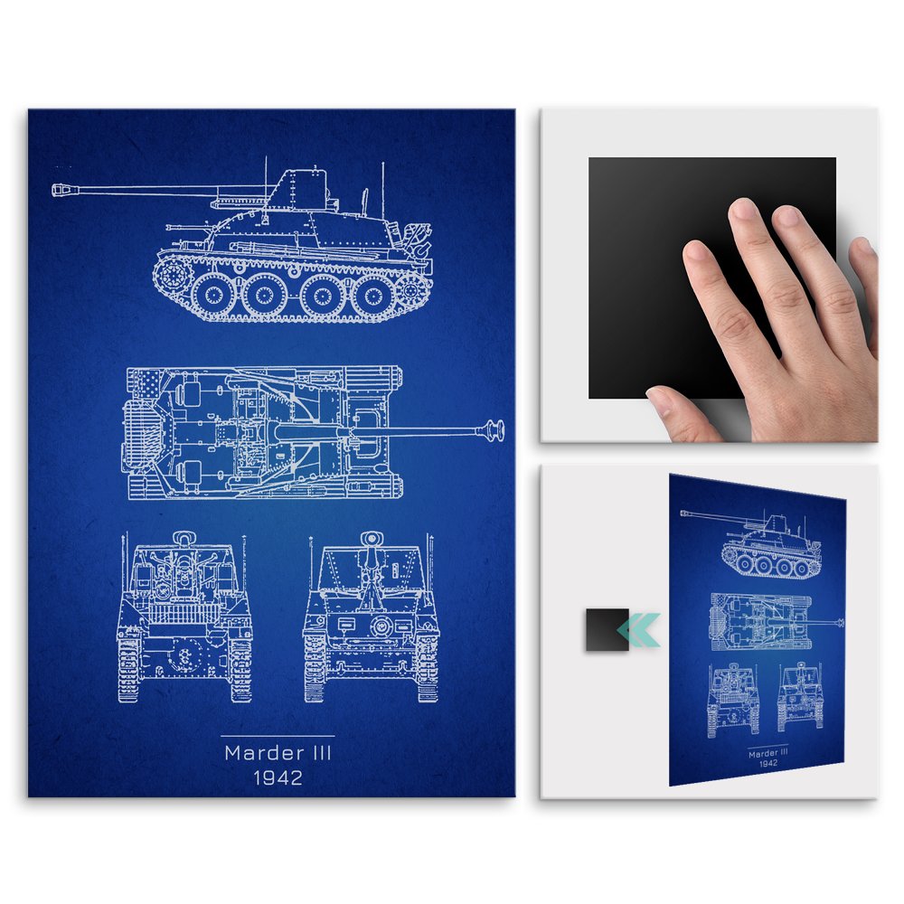 Plakat metalowy Marder III Projekt Blueprint M