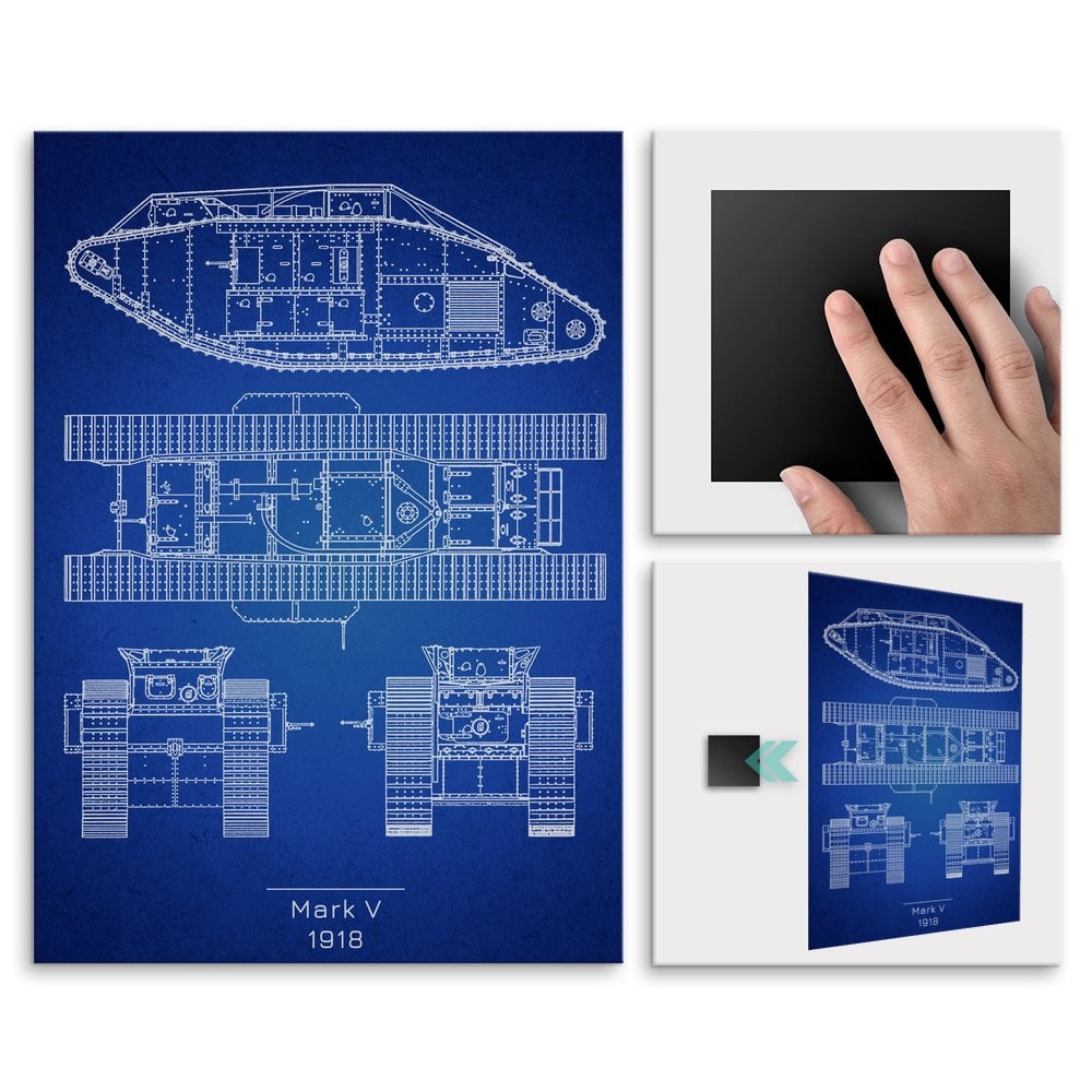 Plakat metalowy Mark V Projekt Blueprint L