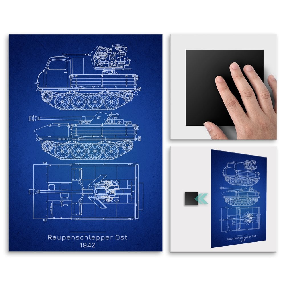 Plakat metalowy Raupenschlepper Ost Projekt Blueprint L