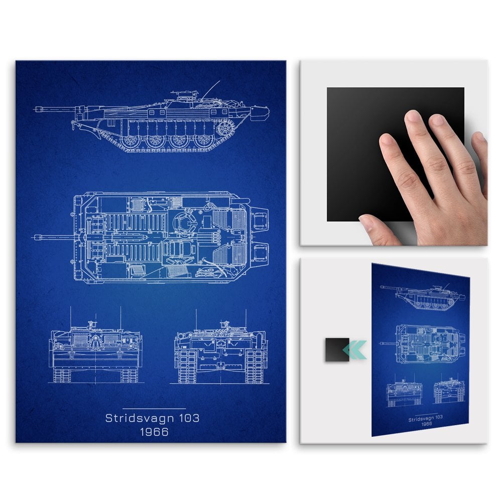 Plakat metalowy Stridsvagn 103 Projekt Blueprint L