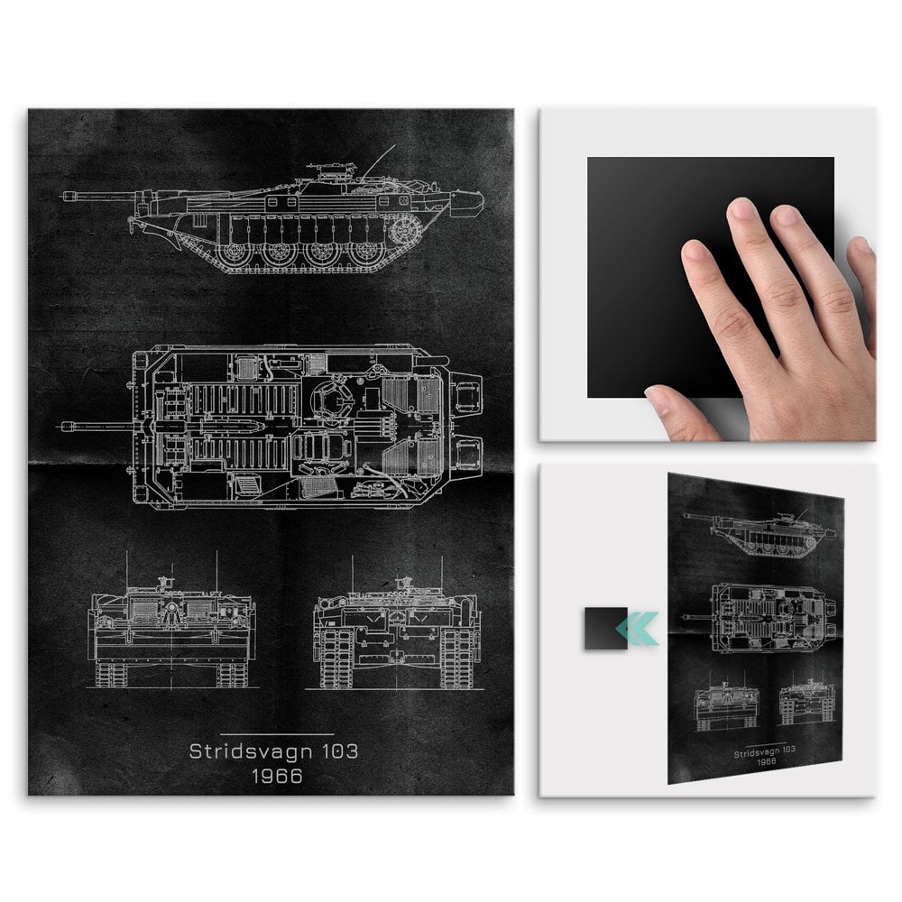 Plakat metalowy Stridsvagn 103 Projekt Graphite L