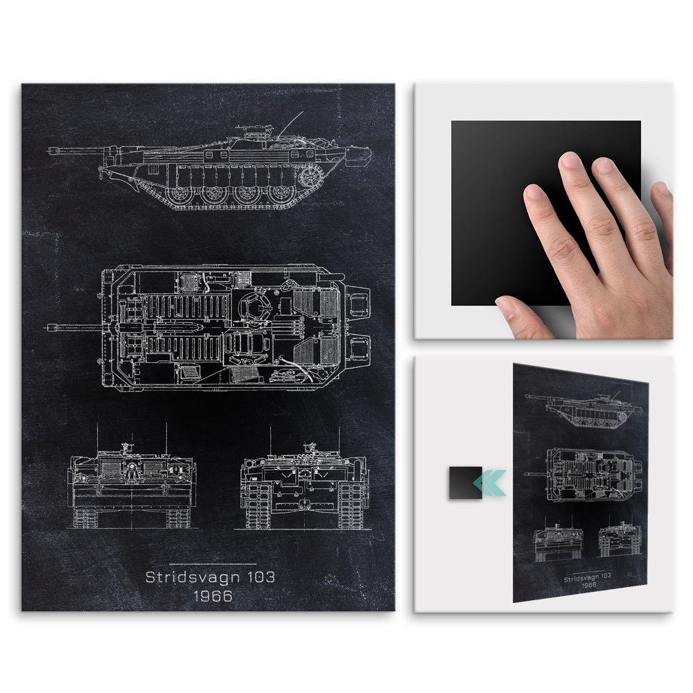 Plakat metalowy Stridsvagn 103 Projekt Blackboard M