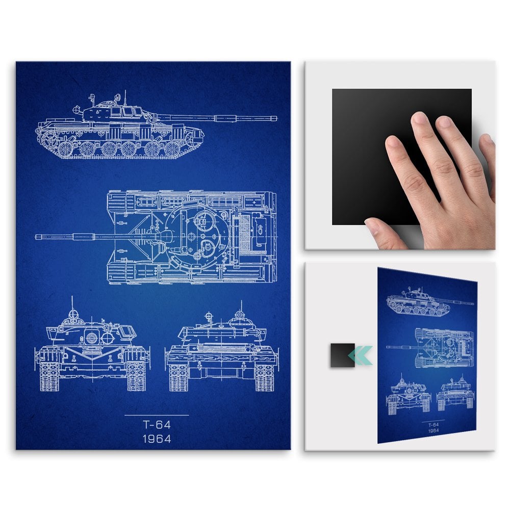 Plakat metalowy T-64 Projekt Blueprint L