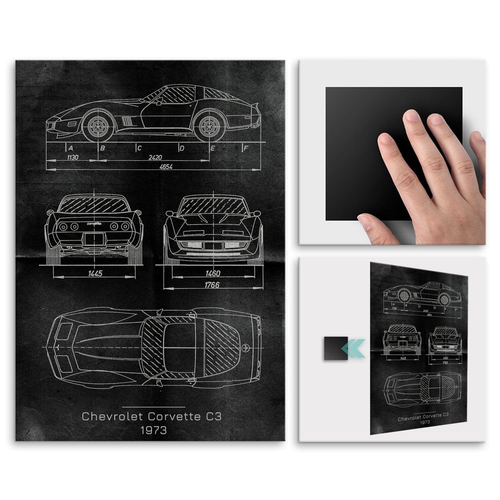 Plakat metalowy Chevrolet Corvette C3 Projekt Graphite L