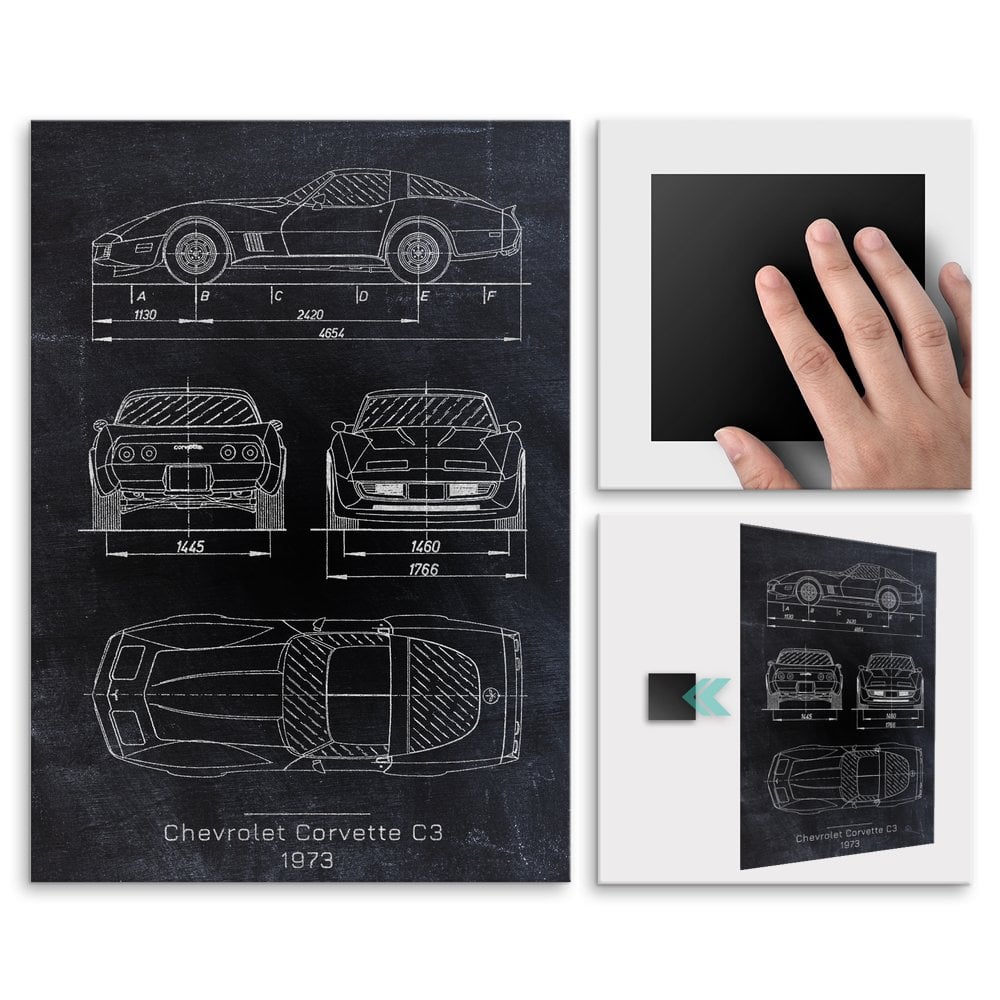 Plakat metalowy Chevrolet Corvette C3 Projekt Blackboard L