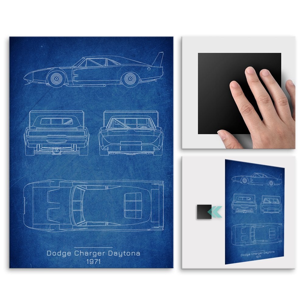 Plakat metalowy Dodge Charger Daytona Projekt Cobalt M