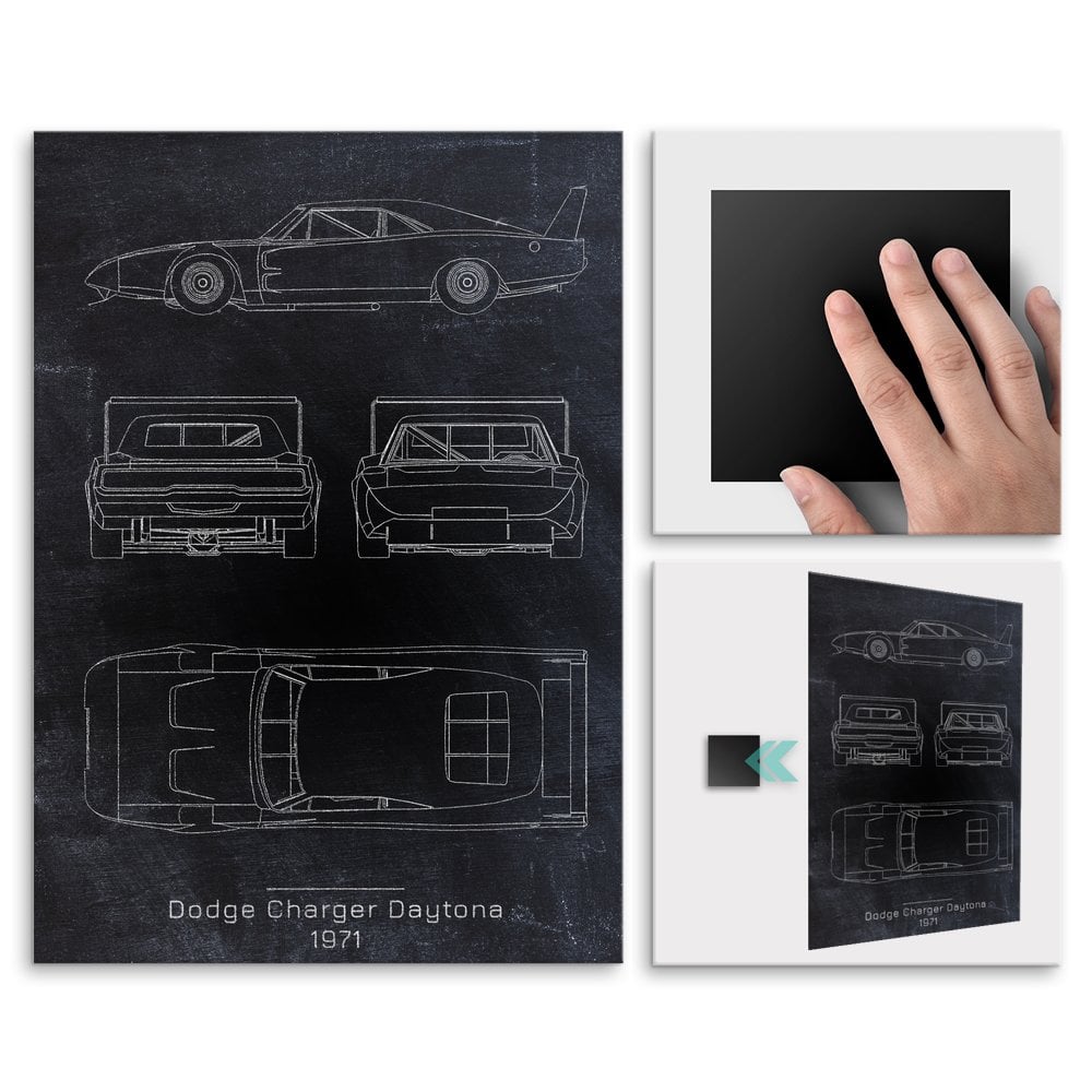 Plakat metalowy Dodge Charger Daytona Projekt Blackboard L