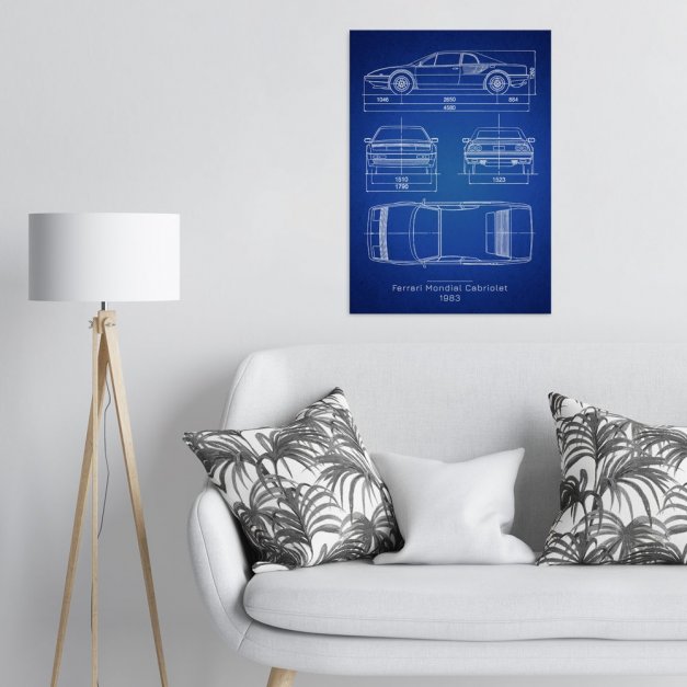 Plakat metalowy Ferrari Mondial Cabriolet Projekt Blueprint L