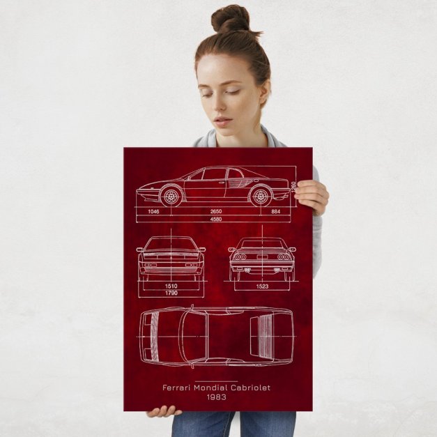 Plakat metalowy Ferrari Mondial Cabriolet Projekt Scarlet L