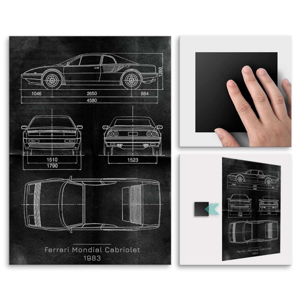 Plakat metalowy Ferrari Mondial Cabriolet Projekt Graphite L