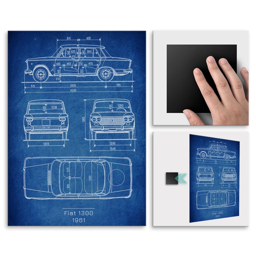 Plakat metalowy Fiat 1300 Projekt Cobalt L
