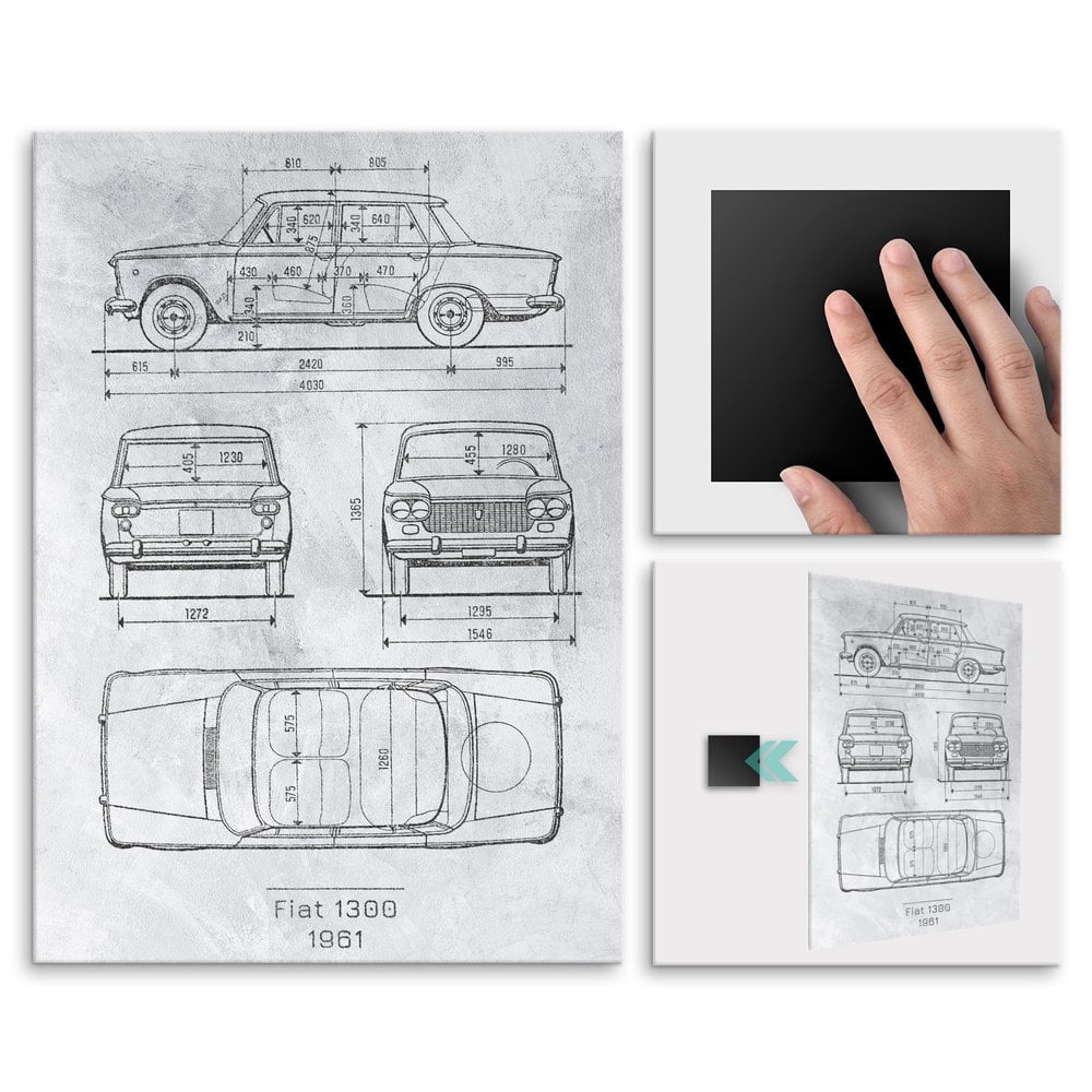 Plakat metalowy Fiat 1300 Projekt Stone L