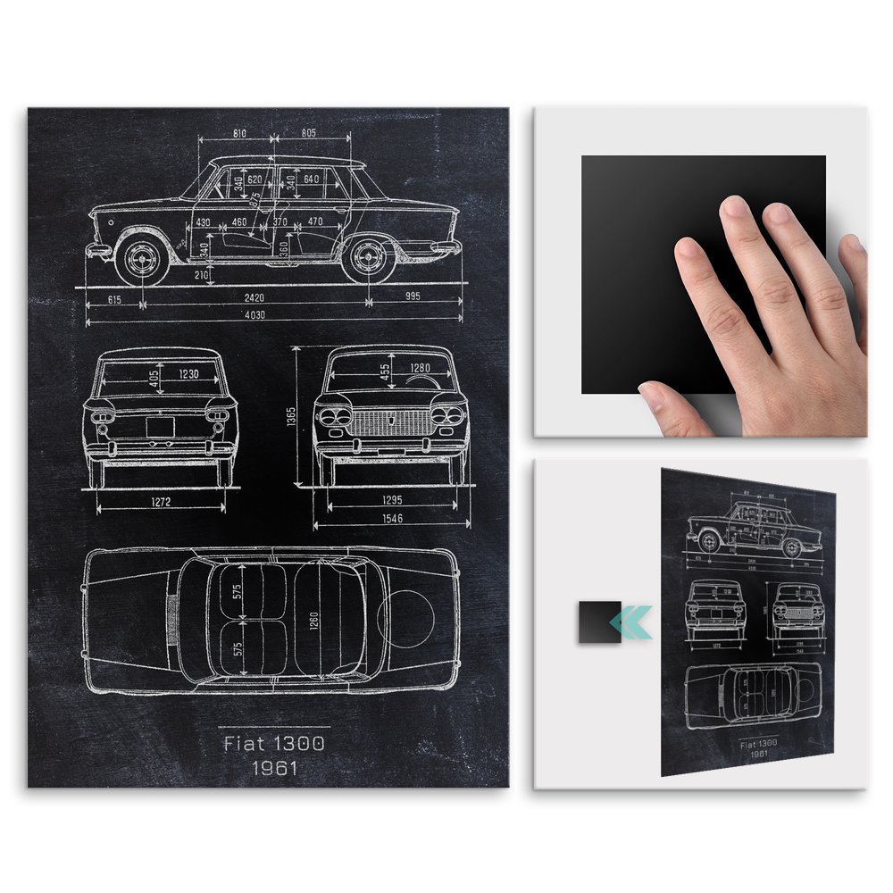 Plakat metalowy Fiat 1300 Projekt Blackboard M