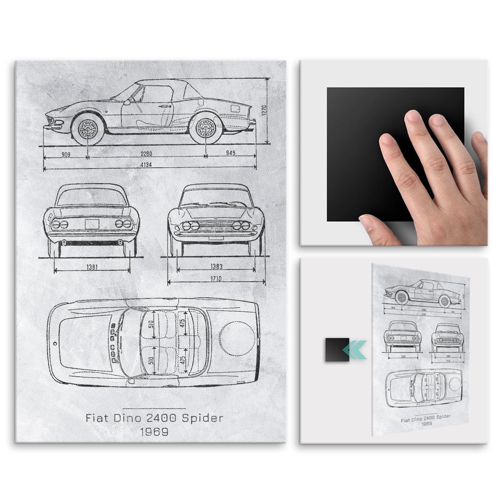 Plakat metalowy Fiat Dino 2400 Spider Projekt Stone L