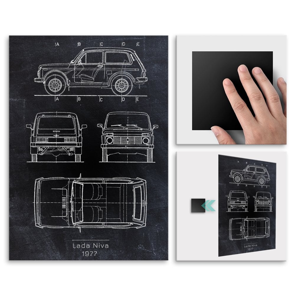 Plakat metalowy Lada Niva Projekt Blackboard L