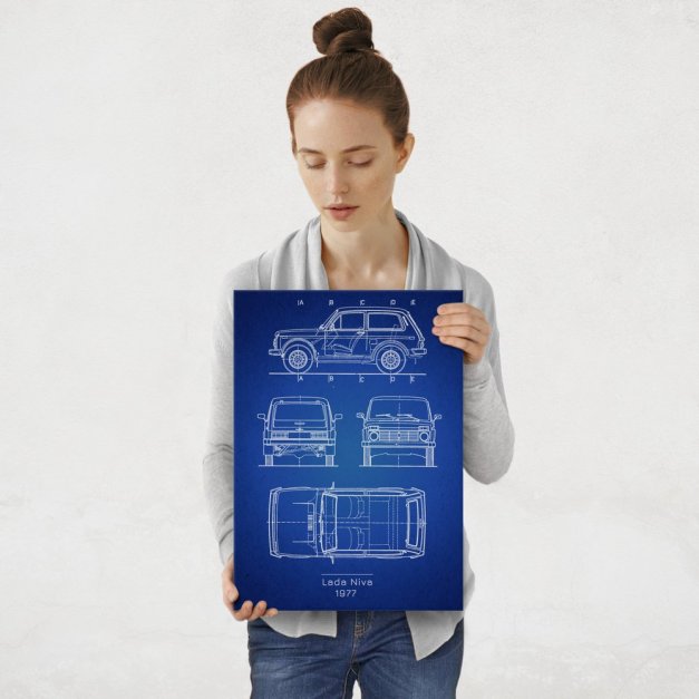 Plakat metalowy Lada Niva Projekt Blueprint M