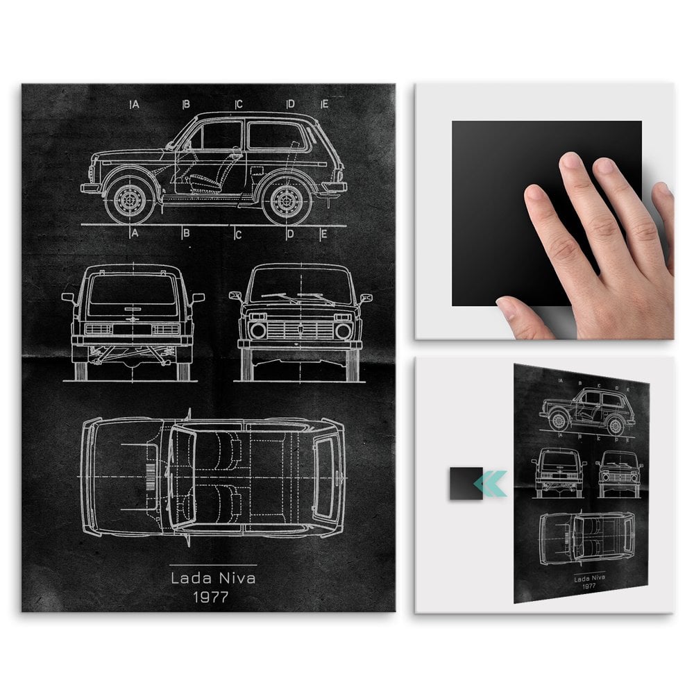 Plakat metalowy Lada Niva Projekt Graphite L