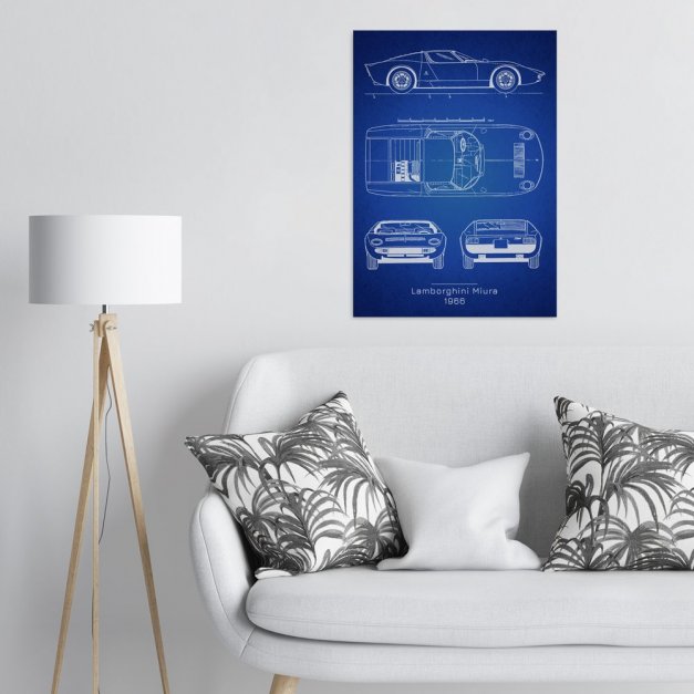 Plakat metalowy Lamborghini Miura Projekt Blueprint L