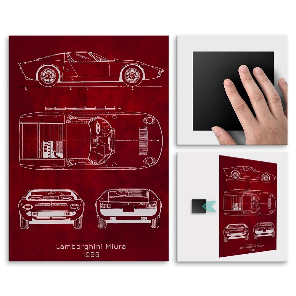 Plakat metalowy Lamborghini Miura Projekt Scarlet L
