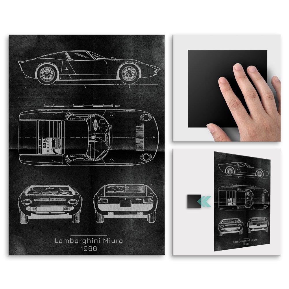 Plakat metalowy Lamborghini Miura Projekt Graphite M