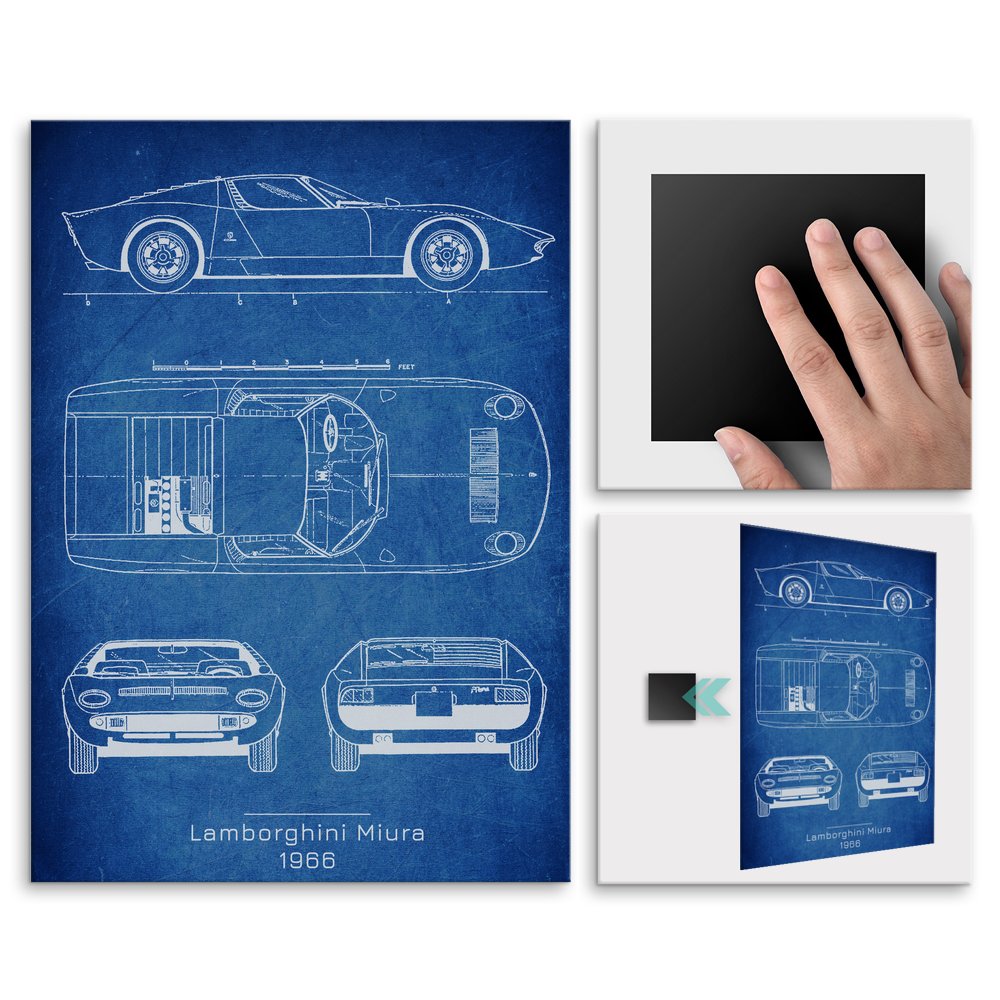 Plakat metalowy Lamborghini Miura Projekt Cobalt M